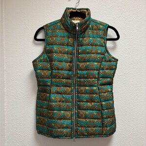 I Was A Sari Quilted Blue Floral Vest Size Small